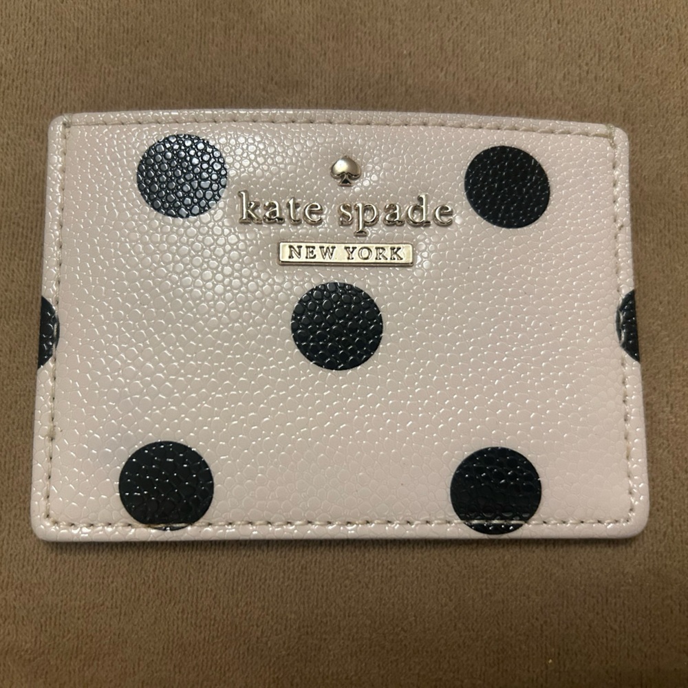 Kate Spade Black and Cream Polka Dot Card Holder NWOT